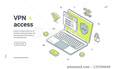 VPN Access Secure Network And Internet Privacy Isometric Banner Vector Illustration VPN Access Secure Network And Internet Privacy Isometric Banner Vector Illustration 135594049