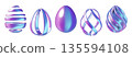 Easter eggs abstract 3d vector holographic blue and purple illustrations set 135594108