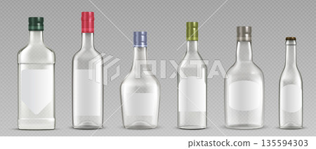 Alcohol drink bottles on transparent background 135594303