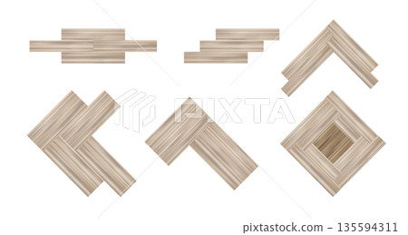 Parquet flooring planks set isolated on white 135594311