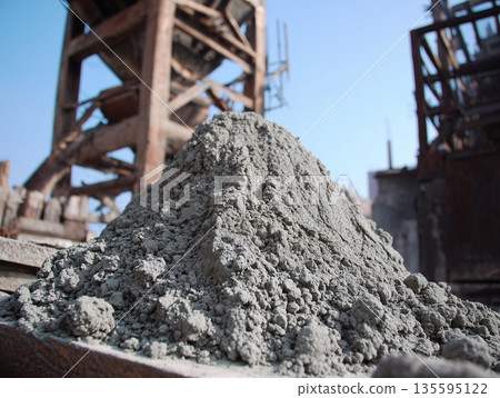 工廠內堆積水泥原料。 135595122
