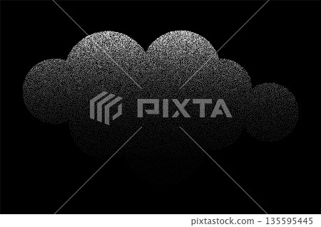 Grain sand texture pattern. Noise ripple background. Dot stipple circle shapes, black noise dotes, grainy effect. Vector illustration isolated on black. Abstract mountains, clouds, trees Grain sand texture pattern. Noise ripple background. Dot stipple circle shapes, black noise dotes, grainy effect. Vector illustration isolated on black. Abstract mountains, clouds, trees 135595445