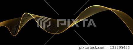 Gold abstract waves background. Golden curve lines vector illustration isolated on black. Luxury glitter shiny swirl pattern. Elegant modern fashion design element Gold abstract waves background. Golden curve lines vector illustration isolated on black. Luxury glitter shiny swirl pattern. Elegant modern fashion design element 135595455