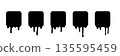 Paint melted drip shape icons set vector illustration. Splash of black ink square drop, liquid blobs melt and flow with splatters, simple stickers with fluid droplets on wall isolated on white 135595459