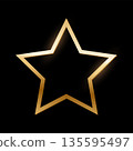 Golden star photo frame on black background. Gold button. Blank space for picture, painting, card. 3d realistic empty template vector illustration. Simple object mockup 135595497
