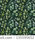 Eucalyptus watercolor leaf pattern with branches and soft foliage, floral background for modern wedding stationery and decor 135595652