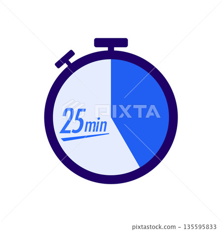 Timer icon for 25-minute time management and Pomodoro technique 135595833