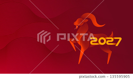Chinese zodiac goat 2027 modern New Year banner Chinese zodiac goat 2027 modern New Year banner 135595905