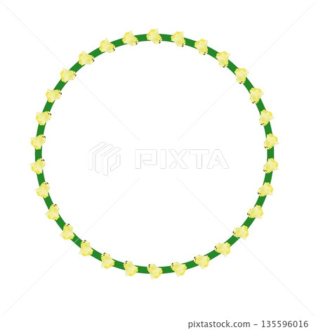 Illustration of a circular decorative frame of wintersweet flowers 135596016