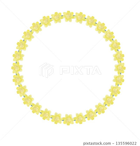由蠟梅花組成的圓形裝飾框的插圖 135596022