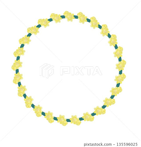 由蠟梅花組成的圓形裝飾框的插圖 135596025