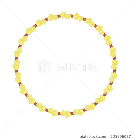 由蠟梅花組成的圓形裝飾框的插圖 135596027