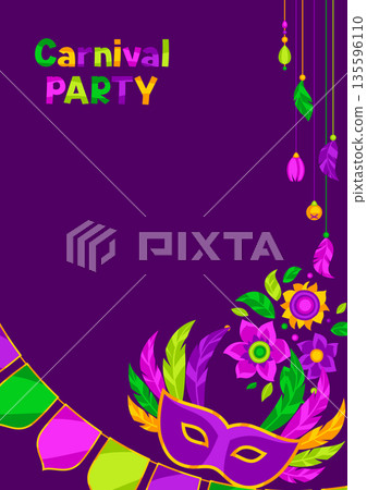 Mardi Gras party background. Carnival illustration for traditional holiday or festival. 135596110