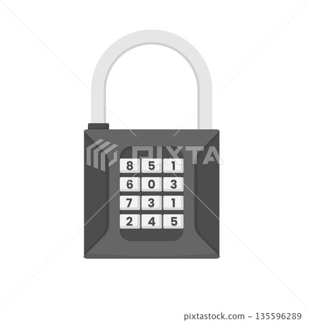 Combination Padlock Flat Illustration. Clean Icon Design Element on Isolated White Background 135596289
