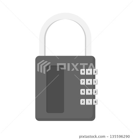 Combination Padlock Flat Illustration. Clean Icon Design Element on Isolated White Background 135596290