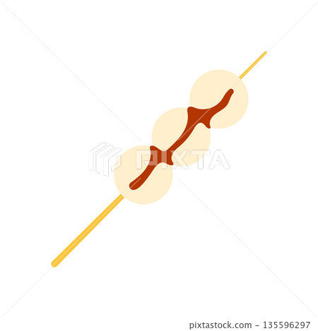 Mitarashi Dango Flat Illustration. Clean Icon Design Element on Isolated White Background Mitarashi Dango Flat Illustration. Clean Icon Design Element on Isolated White Background 135596297