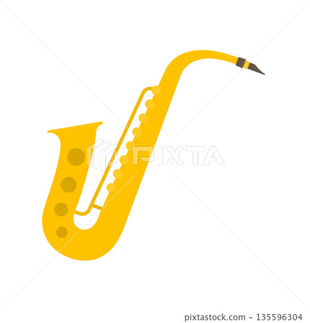 Saxophone Flat Illustration. Clean Icon Design Element on Isolated White Background Saxophone Flat Illustration. Clean Icon Design Element on Isolated White Background 135596304