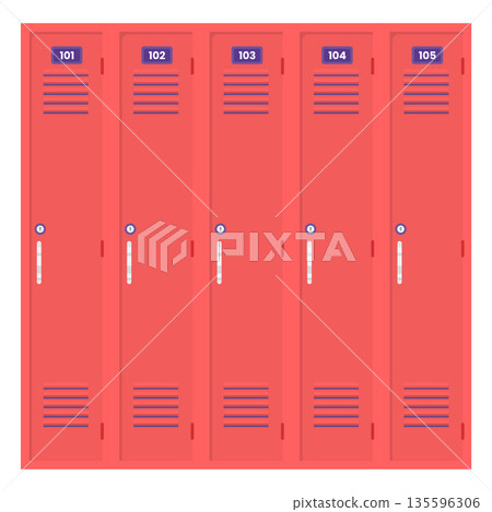 School Locker Flat Illustration. Clean Icon Design Element on Isolated White Background School Locker Flat Illustration. Clean Icon Design Element on Isolated White Background 135596306