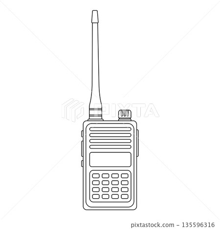 Walkie Talkie Outline Icon Illustration on White Background 135596316