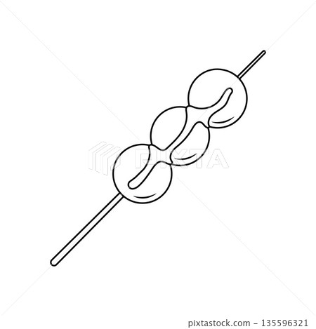 Dango with Sauce Outline Icon Illustration on White Background Dango with Sauce Outline Icon Illustration on White Background 135596321