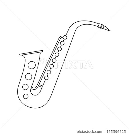 Saxophone Outline Icon Illustration on White Background Saxophone Outline Icon Illustration on White Background 135596325