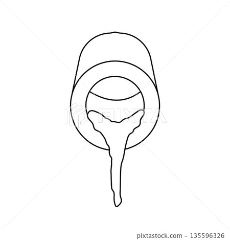 Graphite Crucible Pouring Molten Metal Outline Icon Illustration on White Background Graphite Crucible Pouring Molten Metal Outline Icon Illustration on White Background 135596326