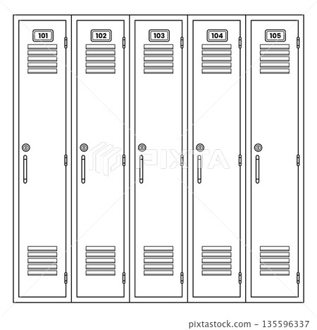 School Locker Outline Icon Illustration on White Background 135596337
