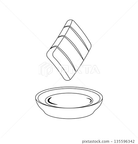 Sashimi Dipping Soy Sauce Outline Icon Illustration on White Background 135596342