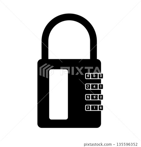 Combination Padlock Silhouette. Black and White Icon Design Elements on Isolated White Background 135596352