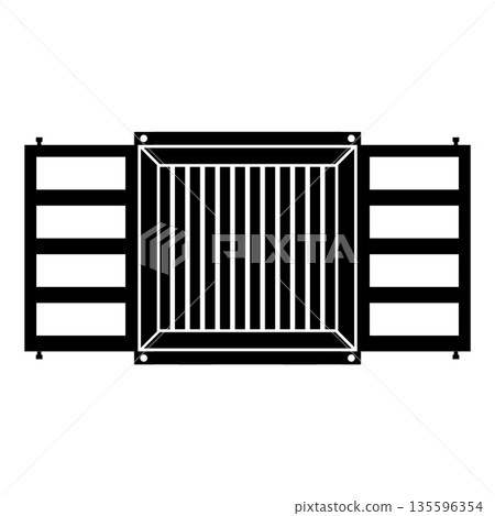 Opened Shipping Container Silhouette. Black and White Icon Design Elements on Isolated White Background Opened Shipping Container Silhouette. Black and White Icon Design Elements on Isolated White Background 135596354
