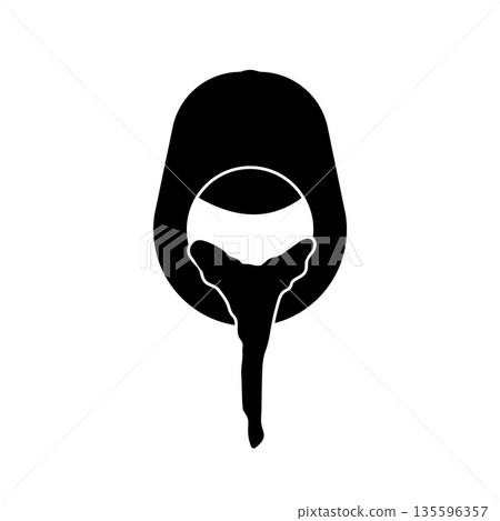 Graphite Crucible Poured Molten Metal Silhouette. Black and White Icon Design Elements on Isolated White Background 135596357