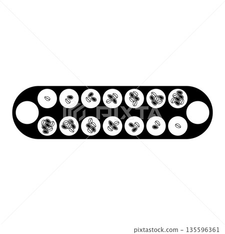 Mancala Traditional Board Game Silhouette. Black and White Icon Design Elements on Isolated White Background 135596361
