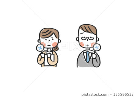 資深男女員工舉手 135596532