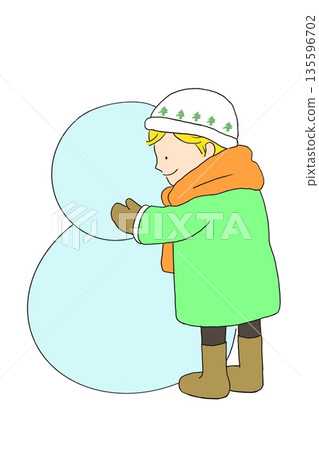 Child Snowman Boy Child Snowman Boy 135596702