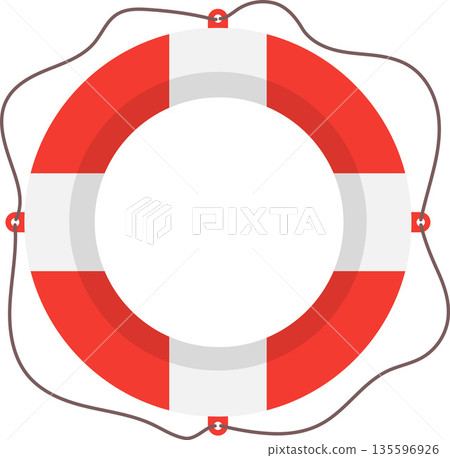 Lifebuoy Emergency Float Ring Flat Illustration. Clean Icon Design Element on Transparent Background Lifebuoy Emergency Float Ring Flat Illustration. Clean Icon Design Element on Transparent Background 135596926