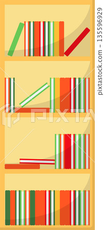 Bookshelf Flat Illustration. Clean Icon Design Element on Transparent Background 135596929