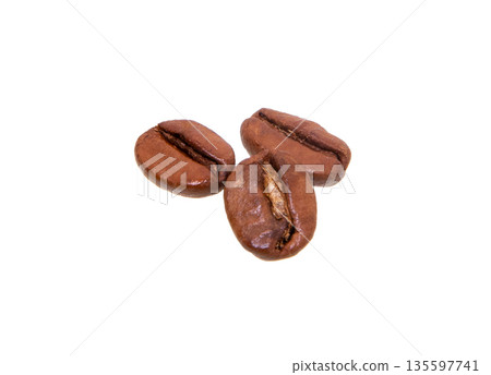 Coffee beans. Heap of roasted coffee beans. 135597741