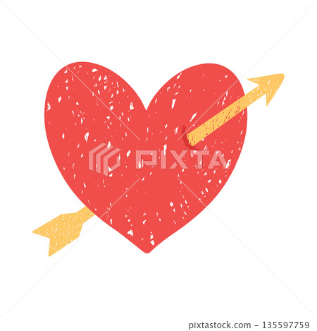 Hand drawn heart with arrow Hand drawn heart with arrow 135597759