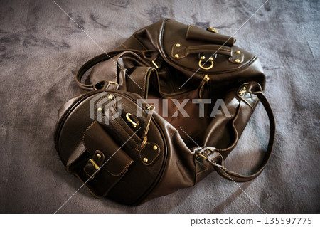 Leather Travel Bag on Soft Surface Leather Travel Bag on Soft Surface 135597775