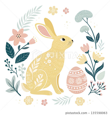 Adorable bunny vector illustration for stock 135598063