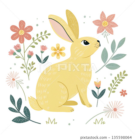Adorable bunny vector illustration for stock 135598064