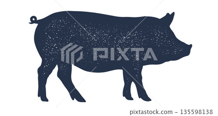Pork, pig, hog, meat sketch, hand drawn 135598138