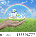 Happy new year 2026 green ecology and saving energy concept, Elements of this image furnished by NASA 135598777