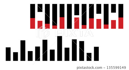 Abstract Bar Chart With Black And Red Stripes For Data Visualization And Design. Abstract Bar Chart With Black And Red Stripes For Data Visualization And Design. 135599149