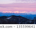 The Northern Alps Morgenrot before dawn from Minenohara Plateau in winter 135599641