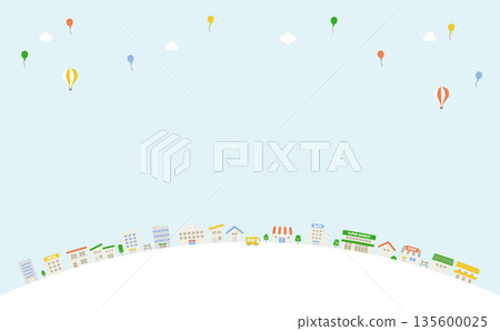 以弧線勾勒出的城市景觀背景插圖 以弧線勾勒出的城市景觀背景插圖 135600025