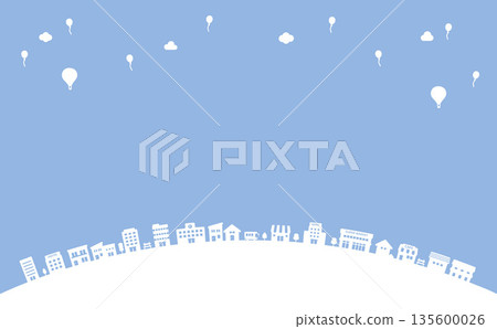 弧形城市輪廓背景插圖 135600026