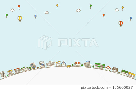 Background illustration of a cityscape lined in an arc Background illustration of a cityscape lined in an arc 135600027