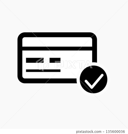 Payment card approve validation icon. Pictogram isolated on white. Design on white background. 135600036