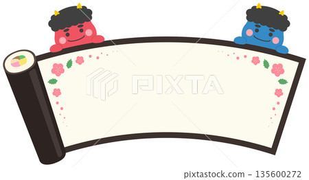 節分繪本卷框架與紅藍惡魔 135600272